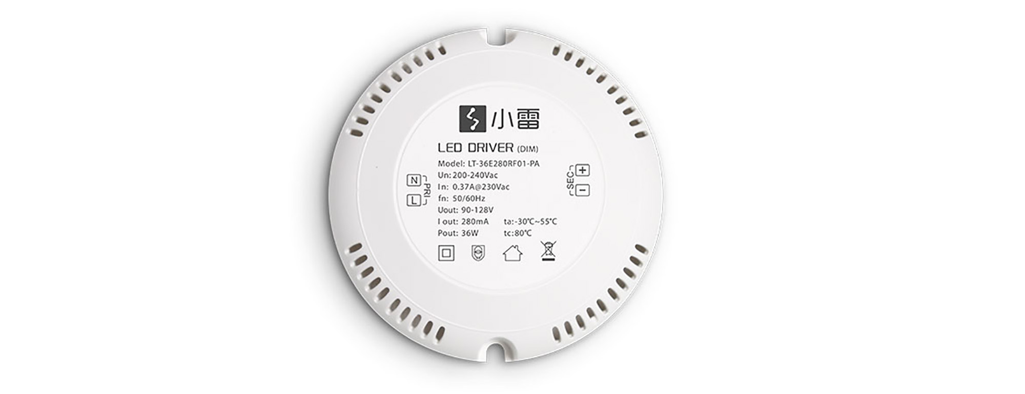 Ltech Smart Home CC Wireless Dimmable LED Driver 24W 60-85Vdc/280mA. 0-100% PWM dimming level, Support Gate way, Panel, Remote, APP Dimming, IP20. 36E280RF01-PA  LTECH Wireless Receiver